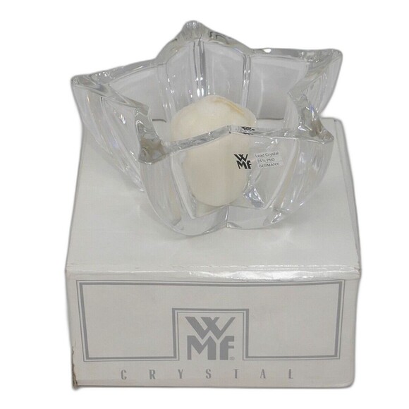 WMF 24% Lead Crystal Starflower Floral Flower Votive Candle Holder - Picture 1 of 11